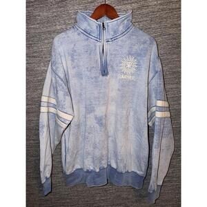 Vintage Sunriver 1/4 Zip Sweatshirt Men 2XL Blue Acid Wash Fleece Pullover Retro